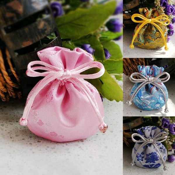 

20pcs handmade 8*9cm embroider brocade brocart bag jewelry bags candy beads bags wedding party gift bags, Pink;blue