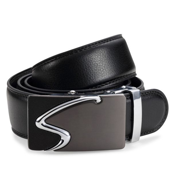

wholesale- new 2017 leather belt men cow split leather automatic buckle belts for man business casual male designer belts high quality, Black;brown