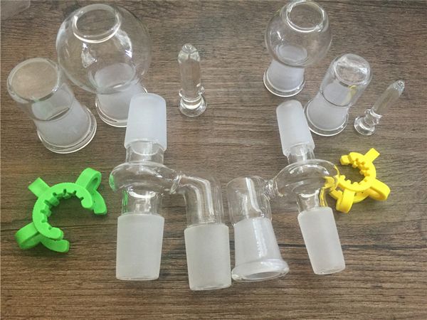 Recupero di fumo Raccoglitore di cenere 14.4mm 18.8mm Maschio Femmina Giunto 14mm o 18mm Adattatore di vetro con clip Keck per vetro Bong Oil Rig