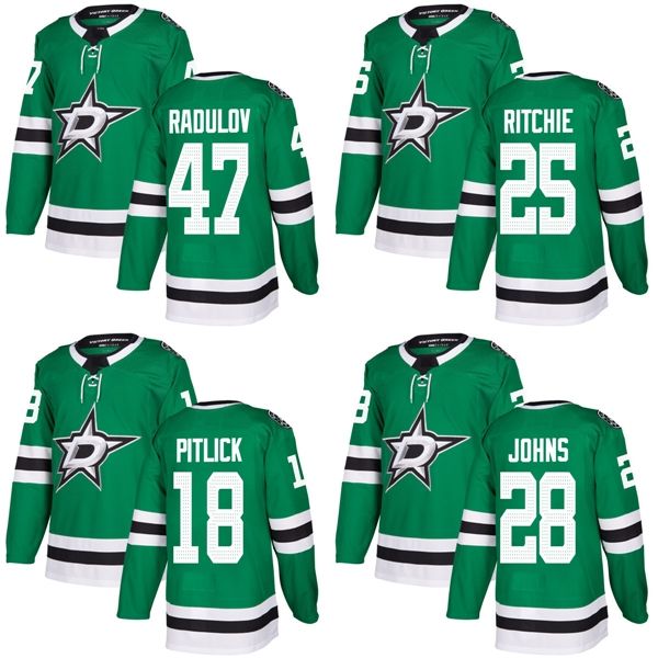 

2020 finals patch dallas stars 18 tyler pitlick 25 brett ritchie 28 stephen johns 47 radulov green ice hockey jerseys accept custom, Black;red