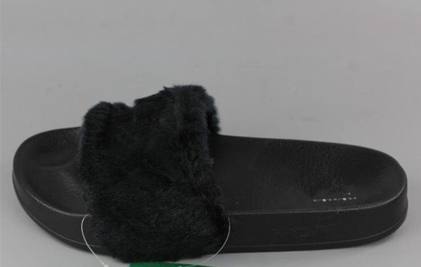 

2017 with box and dust bags new rihanna fenty leadcat fur slides - pink, black, white slide sandal womens slippers retail