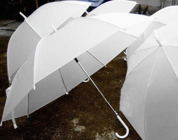 Brautdusche Hochzeit weißer Nylon -Regenschirm Parasol wasserdichtes Langgriff regnerische Regenschirme Mode Mode Heiße Party Hochzeitsdekoration Gefälligkeiten