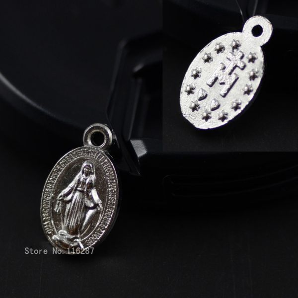 

wholesale-8*14mm catholic religious gifts virgin mary sacred hearts the medal holy medal love heart zinc alloy charm pendant, Bronze;silver
