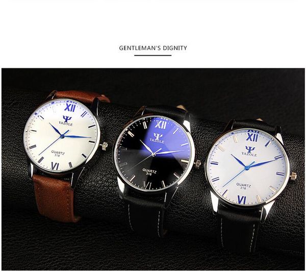 

yazole 318 simple waterproof rome scale business watch soft belt men and women couple watch quartz wath, Slivery;brown