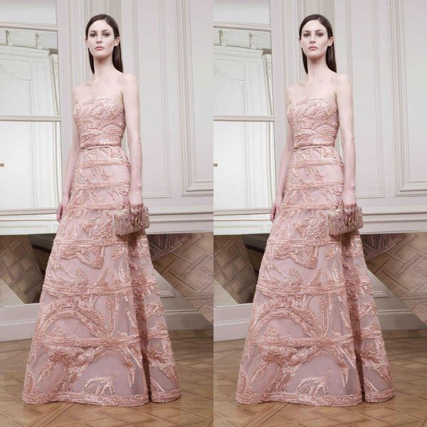 

elie saab 2017 розовый вечерние платья роскошные бусы без бретелек декольте кружева аппликация пром платья длиной до пола формальное платье, Black;red