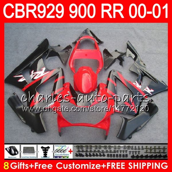 

Body for honda cbr 929rr cbr900rr cbr929rr 00 01 cbr 900rr 67hm10 red black cbr929 rr cbr900 rr cbr 929 rr 2000 2001 fairing kit 8gift