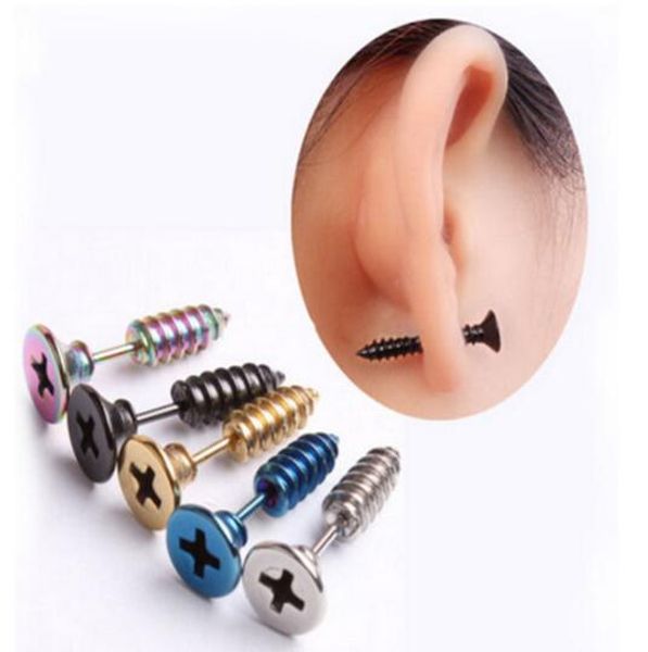 

chrimas gift Punk Style Stainless Steel Stud Earrings Men's Punk Ear Jewelry Rock Gothic Unisex Piercing Earring Free shipping