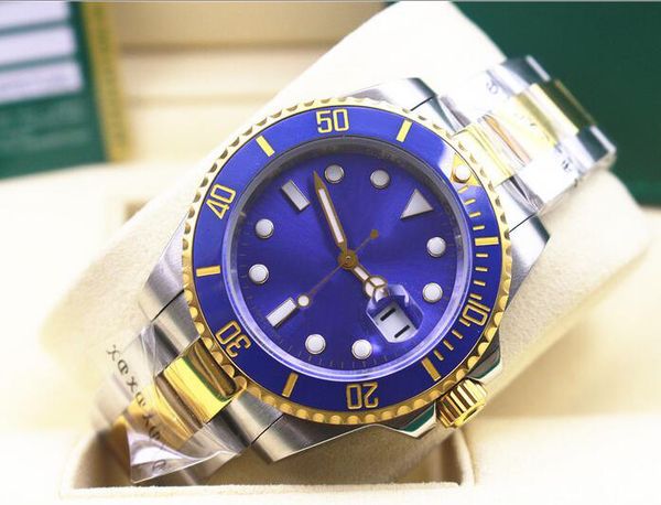 

sapphire blue luminescent watch 40mm ceramic two tone gold 116613 116613lb asia automatic mens watches 2813 movement, Slivery;brown