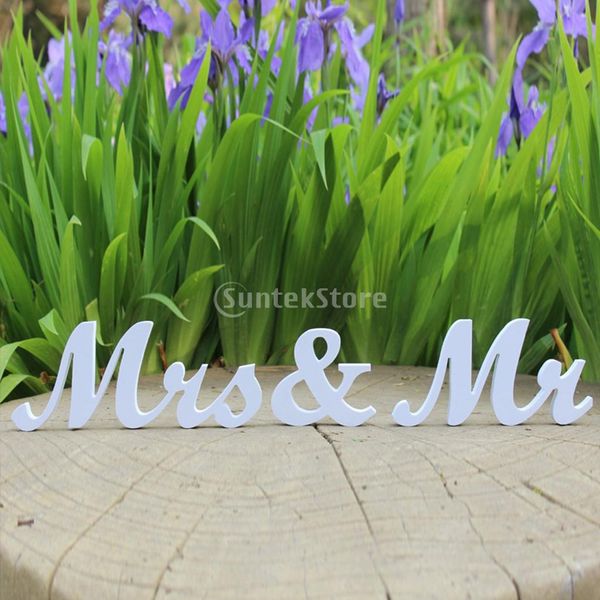 

wholesale- mr & mrs white wooden letters wedding standing sign decor