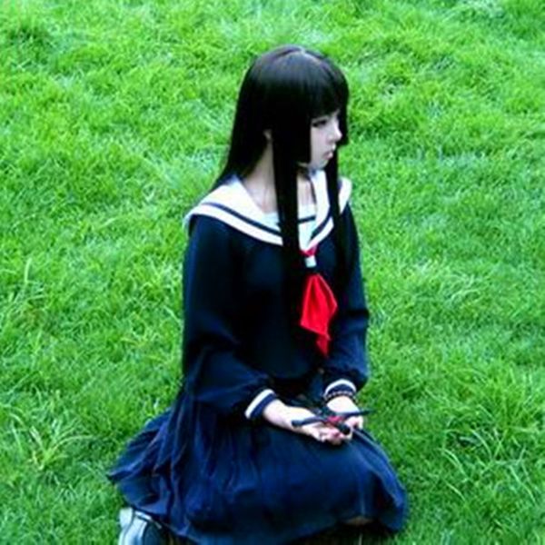 

enma ai cosplay costumes sailor suit japanese anime hell girl clothing halloween/masquerade/mardi gras/carnival costumes full set, Black