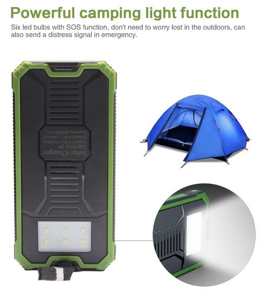 Neue Outdoor Solar Power Bank 20000 mah mobile powerbank universal tragbare ladegerät LED licht batterie