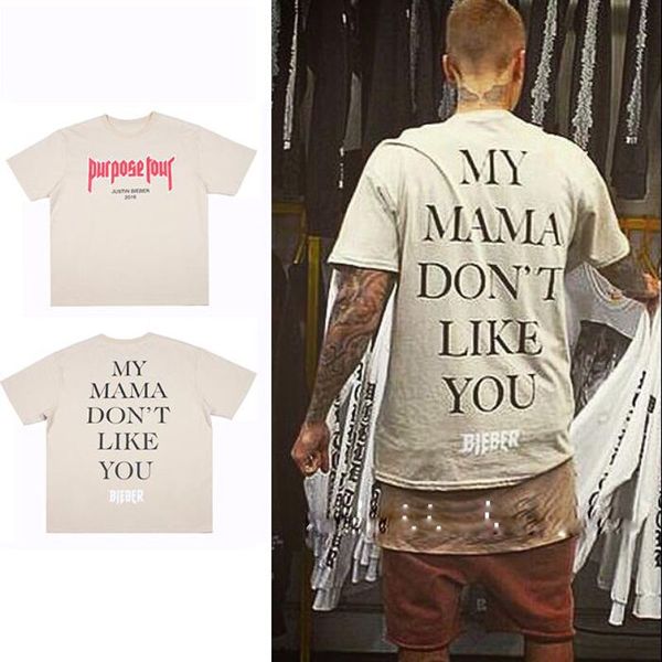

2016 summer tops justin bieber Purpose Tour MY MAMA DONT LIKE YOU BIEBER men's t shirt hiphop fashion oversized tee