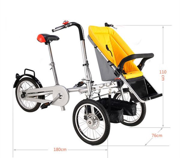 Pai-filho triciclo carrinho de bebê portador versátil dobrável mãe e criança triciclo bebê crianças portador Bicycle229p
