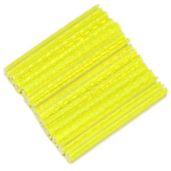 

wholesale- 12pcs bicycle bike wheel rim spoke mount clip tube warning light strip reflector reflective yellow 75mm bicycle reflective tube