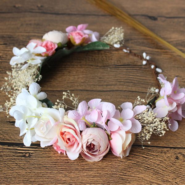 

new 2017 girls hair accessories garlands vintage flower floral hoop kids/audlt flower girl wedding party beach hair sticks hairband a7363, Slivery;white
