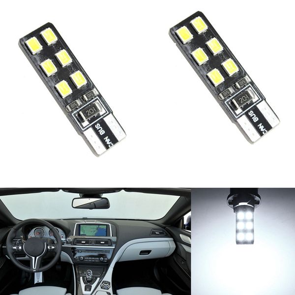 

20x white pink canbus t10 5050 12smd led light error license plate wedge bulb