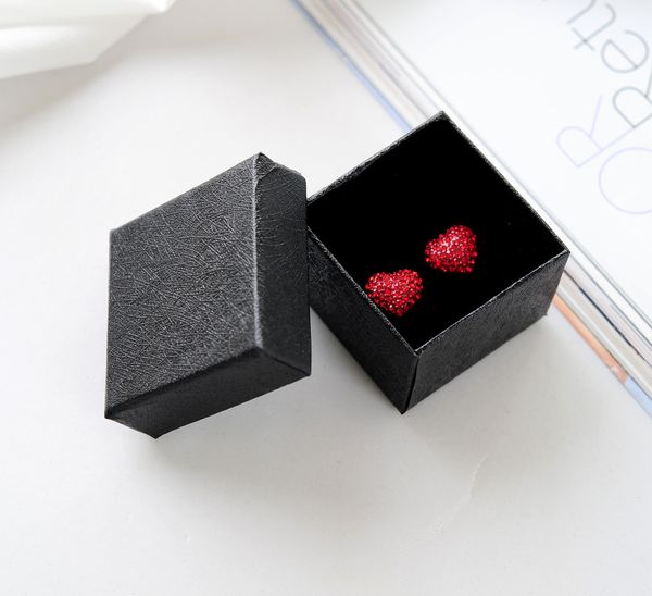 

[simple seven]5*5*3.8cm classic black jewelry ring box, specialty paper earring studs carrying box, festival ring display with sponge, Black;white