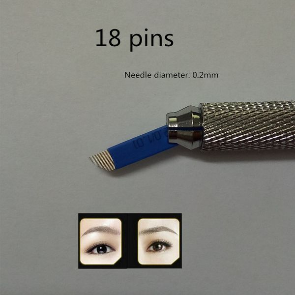 

50 pcs permanent makeup manual eyebrow tattoo bevel blades 18 needles