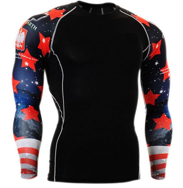 

ew arrival quick dry compression shirt long sleeves training tshirt summer fitness clothing solid color bodybuild gym crossfit, White;black