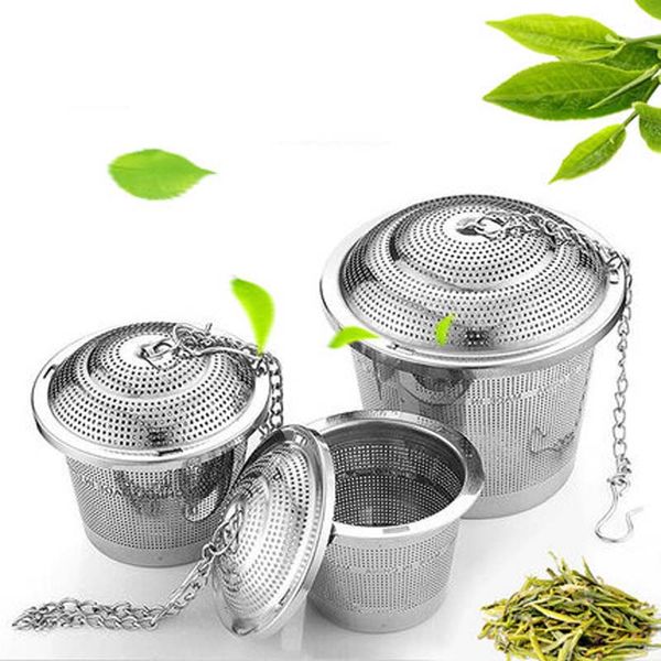 

durable 3 sizes silver reusable 304 stainless mesh herbal ball tea strainer teakettle locking tea filter infuser lz187