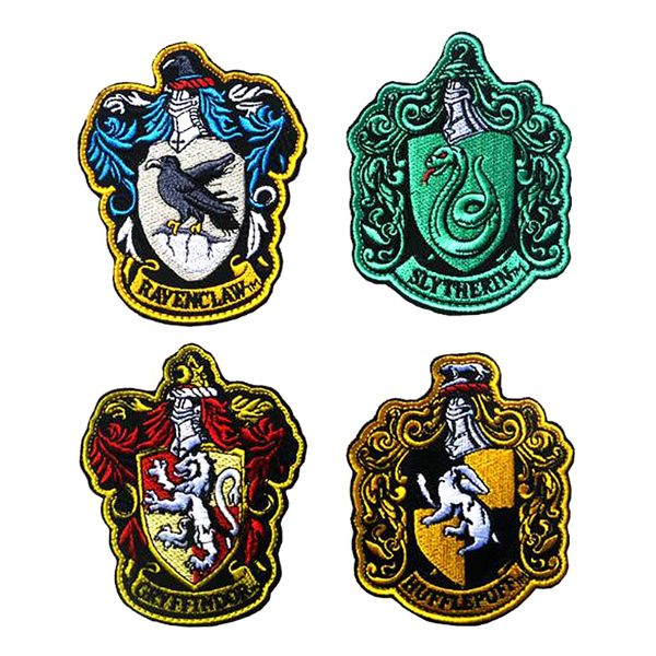 

vp-37 harry potter four colleges "gryffindor" embroidery military pacthes badges double-sided affixed army patch iron on patches, Black