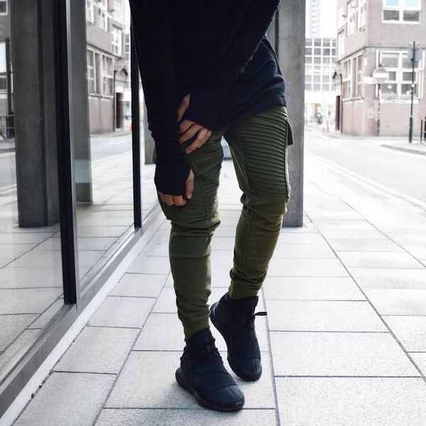 

wholesale- mens fashion jumpsuit urban clothing cool nice tapered sweatpants army green/black jogger m-xxxl pants biker joggers