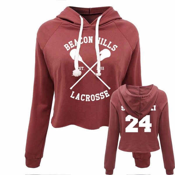 

wholesale- 2017 casual women crop hoodie teen wolf stiles stilinski sweatshirt hoody long sleeve girls pullover hooded femme shirts, Black