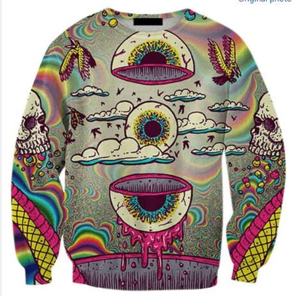 

eye bird printed sweatshirt crewneck women/men tracksuit jersey plus size s-5xl, Black