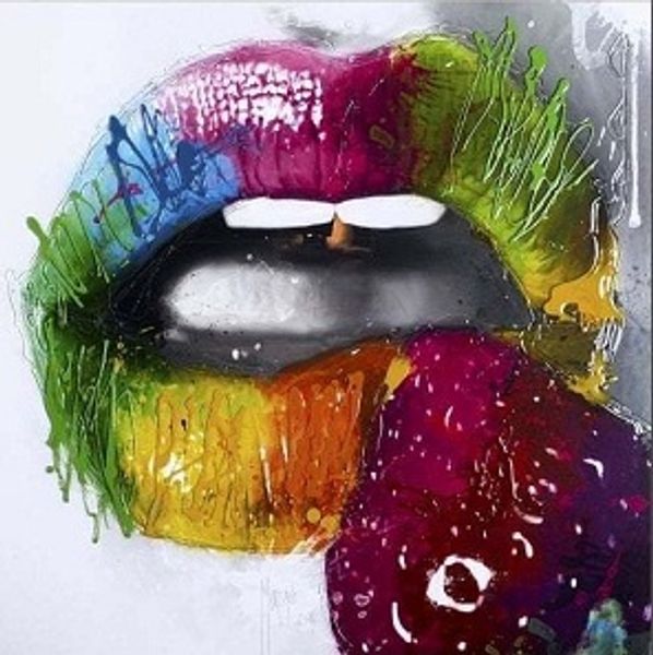 FRUITY KISS Dipinto a mano moderno Pop Portrait Wall Art Dipinto ad olio su tela Multi formati PM031