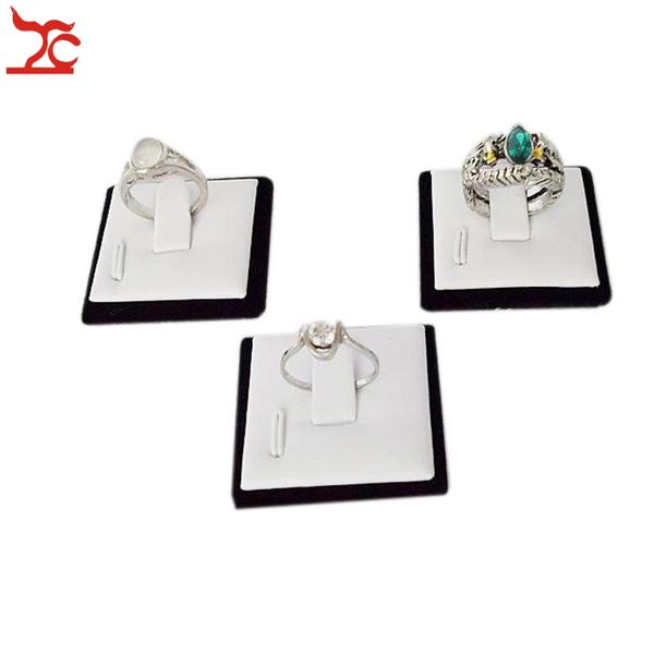

wholesale 100 pcs small jewelry ring display sheet white pu and black velvet engagement wedding rings holder organizer stand jewelry box, Black;white