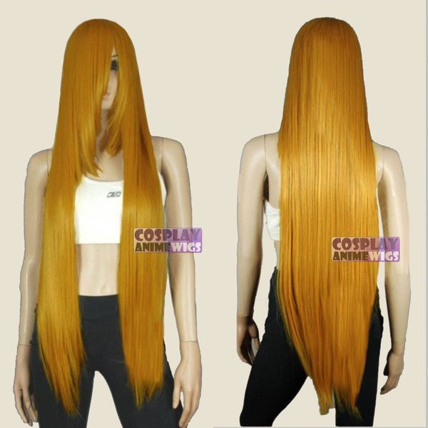 

100cm gold blonde heat styleable long cosplay wigs 85_0953, Golden;white