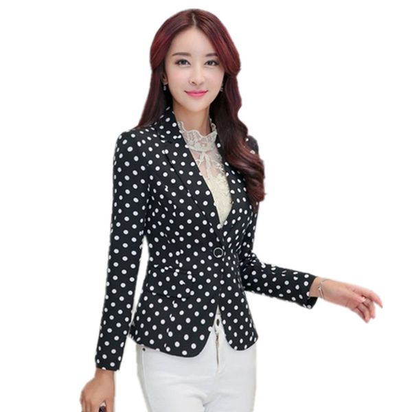 

2017 Женщины тонкий черный Blazer горошек печатных куртка Blazer Feminino женщины Весна Blazer м