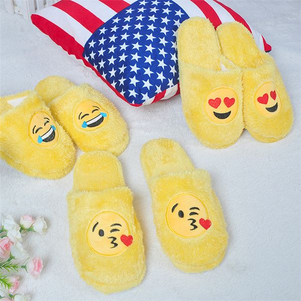 

emoji slippers cartoon plush slipper home wear men women slippers winter house shoes yellow cartoon cotton shoes home shoes ib314, Blue;gray