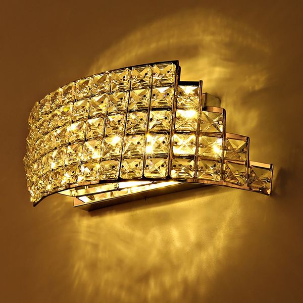 Moderna LED Crystal Corridor Parete Light Scala Shair Shape ARC Bedroom Parete Lampada da parete Specchio Balcone Balcone Corridoio per il corridoio Impianti di illuminazione