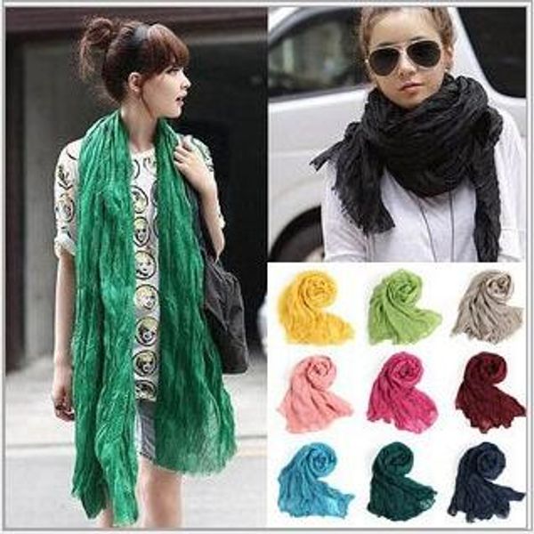 Voile Scarf Drape Scarves Candy Color Shawl Cotton Linen Wrap