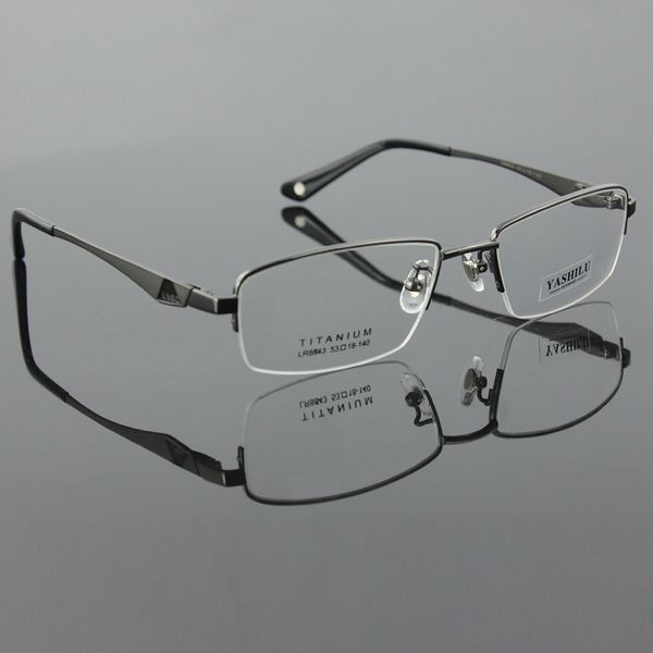 

wholesale- pure titanium men's eyeglasses myopia eyewear prescription glasses yashilu 8843 (53-18-140, Silver