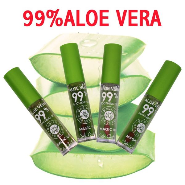 Aloe vera calmante gel magia labelo lustro hidratante cor à prova d 'água mudando lipgloss não-stick lips produtos