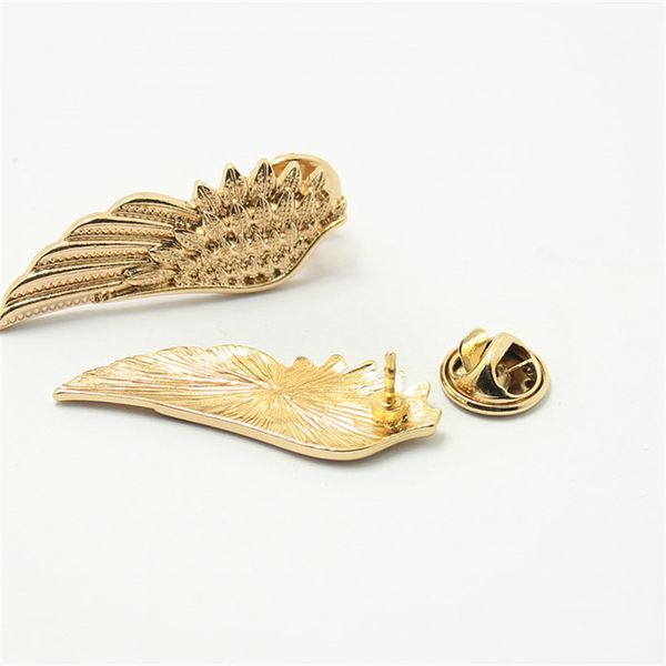 

wholesale- sunshine punk wings style collar pin brooch for women vintage angel wing gold silver jewelry gold silver sweater shirt brooch, Gray