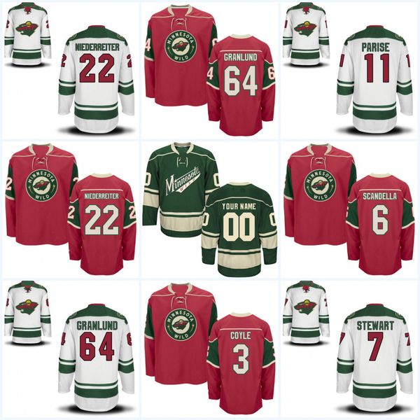 

Mens Minnesota Wild Jerseys 22 Nino Niederreiter 64 Mikael Granlund 3 Charlie Coyle 5 Christian Folin 6 Marco Scandella Hockey Jerseys