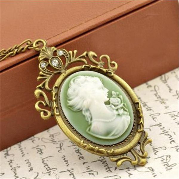 Großhandel - Sommer-Stil-Schmuck Vintage Antik Gold Königin Cameo Anhänger Halskette Statement-Halskette für Frauen Schmuck