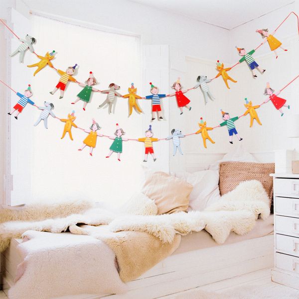 

wholesale- kids birthday girl boy dog paper flags banners baby shower decorations kids birthday party decor party supplies