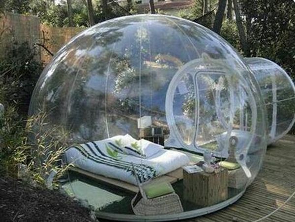 

Single tunnel inflatable bubble camping tent with blower