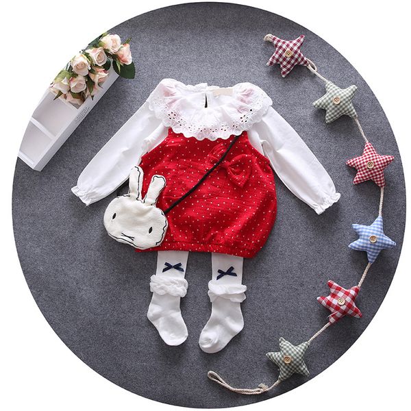 

2шт малыш новорожденных девочек младенцев с длинным рукавом рубашки платье + зонт