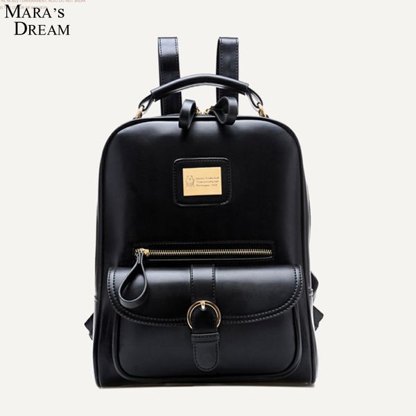 

wholesale- mara's dream 2017 women pu leather backpack solid color zipper preppy style travel bag shoulder school bags girl bolsa femin