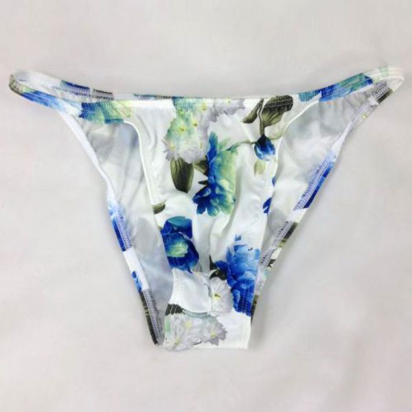 

mens string bikini fashional panties g3774 front pouch moderate back floral prints soft jersey fabric underwear, Black;brown