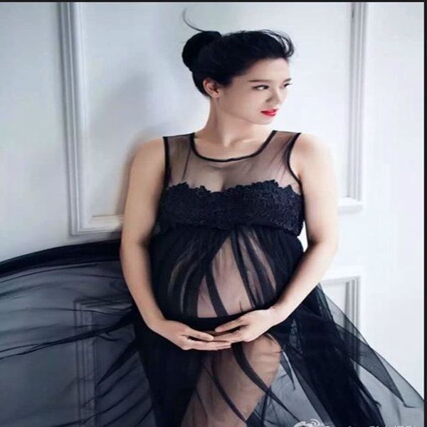

maternity pgraphy props pregnant p shoot long lace chiffon dress for pregnancy maternity clothes for pregnant women, White