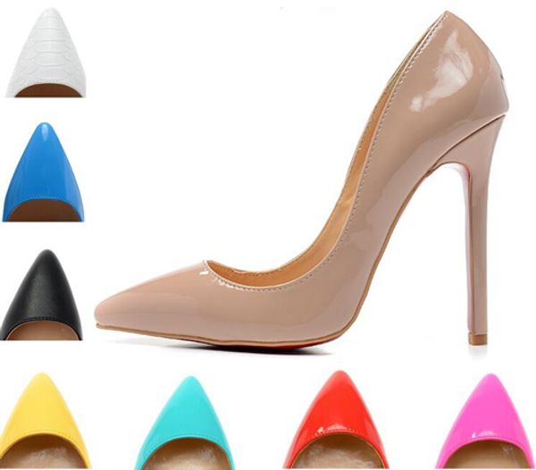 

ladies black nude patent leather pointed toe womens pumps,120mm fashion designer luxury red bottom high heels shoes for women wedding shoes