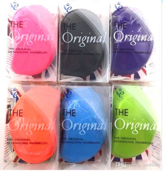 

professional salon elite tangle detangling hair brush portable magic antistatic tt comb hair probucts detangle tangle hair brush styling, Silver