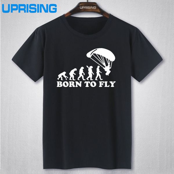 

wholesale- new fashion summer born to evolution of paragliding paragliders t shirt mens clothing tees short sleeve t-shirt, White;black