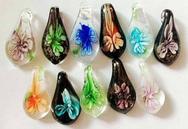 

10pcs/lot multicolor murano lampwork glass pendants for diy craft jewelry necklace pendant 35mm pg12 ing, Silver